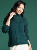 Dressberry Self Design Turtle Neck Casual Women Green Sweater