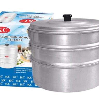 Kc Aluminium Momos Steamer 3 Tier | Capacity 3 Liters | Diamm: 8 Inches