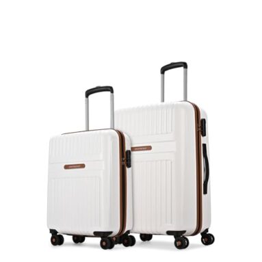 Aristocrat Atlas Set Of 2 Trolley Bag 55Cm & 66Cm | Small+Medium | Hard Luggage | Smooth 8-Wheel Suitcase | Secure Combination Lock With Sturdy Zipper | Full Fabric Convipack| 3-Year Warranty (White)