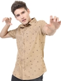 Ketch Mens Beige/Brown Slim Fit Shirt