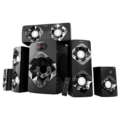 Zebronics Dragon 2 5.1 Home Theater Speaker With 8″ Subwoofer, 190W Rms Powerful Bass, Bluetooth 5.0, Wall Mount, Ac-3 Surround Sound, Dual Mic Input, Remote Control & Led Display