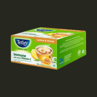 Tetley Lemon & Honey Flavored Green Tea, Immune with Added Vitamin C Green Tea Box(50 Bags)
