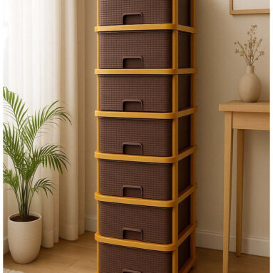 Maxtid 7 Compartments Plastic Cabinet(Brown)