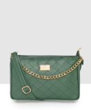 Dressberry Green Sling Bag Juliette Stylish Crossbody Sling Bag With Metal Chain & Adjustable Strap