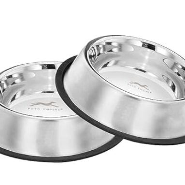 Pets Empire Anti-Skid Dog Food Bowl (2500 Ml – Pack Of 2) | Stainless Steel Dog Food & Water Feeding Bowl | Basic Pets Feeder – Perfect For Dogs, Puppy, Cat & Kittens