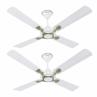 Havells 1200Mm Leganza Es 4B Ceiling Fan | Best Fan In 4 Blade, Premium Finish Deco. Fan, High Air Delivery | Energy Saving, 100% Pure Copper Motor, 2 Year Warranty | (Pack Of 2, Pearl White Silver)