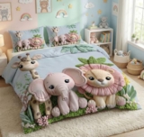 Bsb Home 7D Digital Printed Kids Double Bedsheet | Cloud Cotton Soft Bedding With Kids Theme For Your Little One’S Room | Comfortable & Breathable Fabric | 90 X 100 Inches (Dusty Aqua)