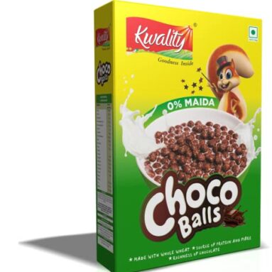 Kwality Choco Balls 375G | No Maida | Made With Whole Wheat | Healthy Food & Breakfast Cereal For Kids | High In Protein & Fiber