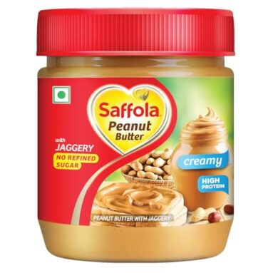 Saffola Peanut Butter With Jaggery, Creamy 350 Gm | High Protein Peanut Butter | No Refined Sugar