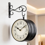 Craftel Metal Analog Railway Wall Clock Vintage Double Sided English Roman Hanging Clock For Living Room Home And Office (Dial – 8 Inches, Matte Black)