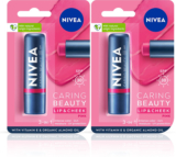 NIVEA Lip Caring Beauty Pink Lip Balm, Lip & Cheek Tint with SPF 30 (Pack of 2, 9.6 g) Pink(Pack of: 2, 9.6 g)