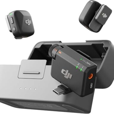 Dji Mic Mini (2 Transmitters + 1 Receiver + Charging Cradle), Ultra Light, Detailed Audio, 48 Hours Use, Noise Cancelling, Auto Limit, Wireless Microphone/Iphone/Android, Vlog, Streaming