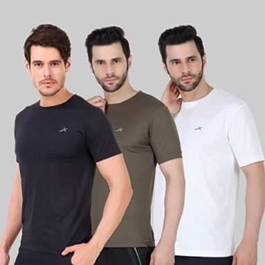 Vector X Omt-168 Men’S Polyester Half Sleeve Round Neck T-Shirt (Pack Of 3)