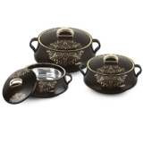 Cello Midas Insulated Inner Steel Casserole Set Of 3, Black, (500Ml, 1000Ml, 1500Ml)| Hot Box For Kitchen | Hot Pot For Home | Chapati Box | Locks In The Cold & Heat For Long | Serving Bowl With Lid
