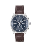 Boss Skytraveller Qtz Fashion Chrono Blue Round Dial Men’S Watch|Brown Croc Leather Material|Brown Color Band – 1514194