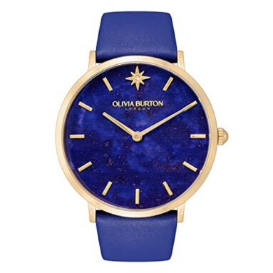 Olivia Burton Ultra Slim Qtz Basic Slim Blue Dial Women’S Watch|Leather Material|Blue Color Band – 24000068