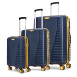Aristocrat 3 Pc Airpro Plus Set Cabin 55Cm(Small) Check-In 66Cm(Medium) 76Cm(Large) 8 Wheels Trolley Bags For Travel Hard Case Spinner Wheel Lightweight Bag With Tsa Lock & Anti-Theft Zipper(Blue)