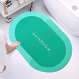 Cortina Premium Silicon Oval Door Mat, Bathroom Carpet, Cushion Mat Super Absorbent Soft Carpet, Quick Dry Dirt Barrier For Home, Office, (60X40), Turquoise