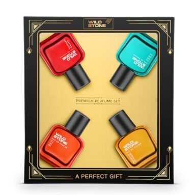 Wild Stone Gift Set For Men 4X30Ml – Ultra Sensual, Edge, Night Rider & Red | Long-Lasting Fragrance | Premium Gift Pack For Men | Travel-Friendly Mini Perfumes