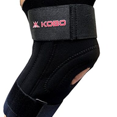 Kobo 3625 Neoprene Hinged Knee Support/Knee Patela Support Anti-Slip Design, Dual Side Stabilizers & Adjustable Knee Brace For Arthritis, Pain Relief, Sports/Injury Recovery, Large (Black)