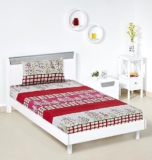 Amazon Brand – Solimo Polyester 144 Tc Rosy Cosy Single Bedsheet With 1 Pillow Cover, 95 Gsm, Multicolor