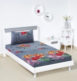 Amazon Brand – Solimo Polyester Hibiscus Haven 144 Tc Single Bedsheet With 1 Pillow Cover, 95 Gsm,Multicolour