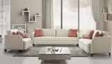 Hometown Grace Fabric Four Seater Sofa In Beige Colour