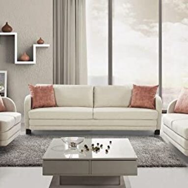 Hometown Grace Fabric Four Seater Sofa In Beige Colour