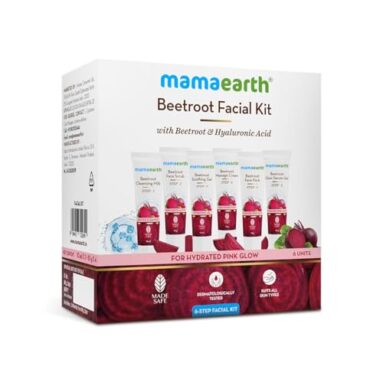 Mamaearth Beetroot Hydraful Facial Kit With Beetroot & Hyaluronic Acid – 2*10 Ml + 4*10 G Hydrated Pink Glow In 30 Minutes | Spa-Like Facial – Anytime, Anywhere | Instantly Brightens Skin | Made Safe
