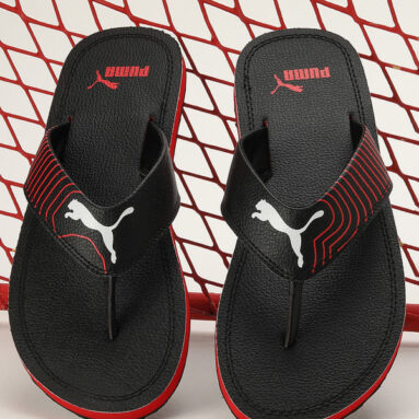 Puma Men Flip Flops(Black, Red, White , 8)