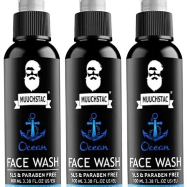 Muuchstac Ocean Face Wash For Men | Fight Acne & Pimples, Brighten Skin, Clears Dirt, Oil Control, Refreshing Feel – Multi-Action Formula (3X100 Ml)