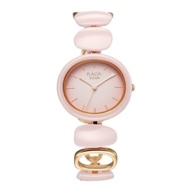 Titan Raga Ceramics Update Quartz Analog Pink Dial With Ceramic Strap Watch For Women