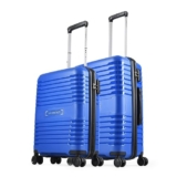 Aristocrat Harbour Set Of 2 Trolley Bag 55, 66 Cm | Small+Medium | Polypropylene Hard Luggage | Smooth 8-Wheel Suitcase | Combination Lock With Sturdy Zipper | 7-Year Warranty – Unisex (Blue)