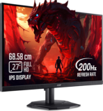 Acer Nitro 68.58 Cm (27 Inch) Full Hd Ips Panel Wiith Built-In Speakers, Hdr10, 99% Srgb, 1Xdp , 1X Hdmi, Tilt Adjustable Gaming Monitor (Kg271 X1Bmiipx)(Amd Free Sync, Response Time: 1 Ms, 200 Hz Refresh Rate)
