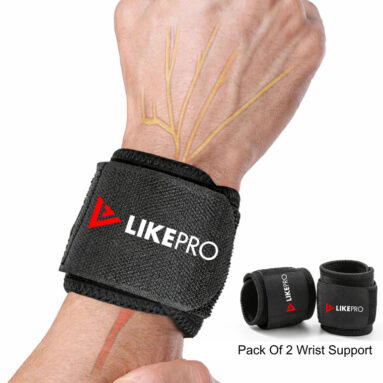 Likepro Wrist Support Band For Men & Women | Gym Wrist Wrap | Adjustable Strap Pack Of 2 Wrist Support(Black)
