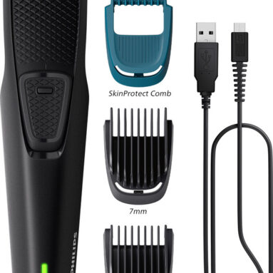 PHILIPS BT1233/18, Dura Power Tech, Skin Safe Trim Trimmer 30 min  Runtime 4 Length Settings(Black)