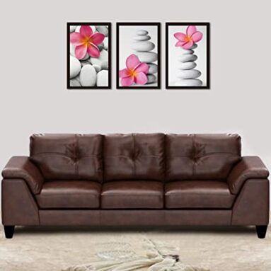 Casastyle – Elizalina 3 Seater Leatherette Sofa Set (Brown)