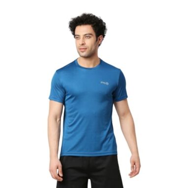 Playr Men Adult Training Tee – Round Neck Half Sleeve Regular Fit Drivent, Lightweight Breathable Activewear For Gym, Running, Training, Workout & Yoga For All Season Teal