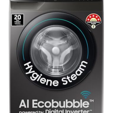 Samsung 8 Kg, 5 Star, Ai Control, Ai Eco Bubble, Wi-Fi, Digital Inverter, Motor, Fully-Automatic Front Load Washing Machine (Ww80T504Dax1Tl, Hygiene Steam, Inox)