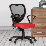 Da Urban® Carex Mid-Back Revolving Mesh Ergonomic Chair For Home & Office With Tilt Lock Mechanism, Armrest & High Comfort Seating (Red)