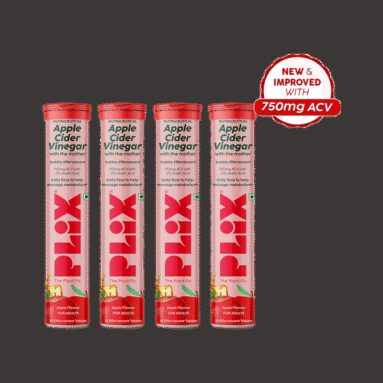 The Plant Fix Plix Apple Cider Vinegar Effervescent Tablet | With Mother | 750Mg Acv(4 X 15 Tablets)