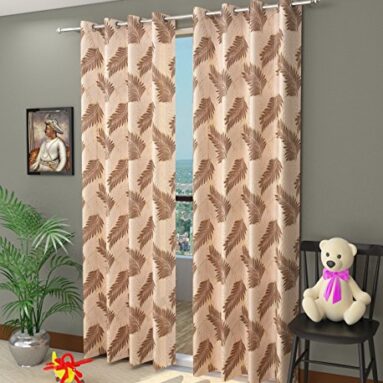 Hfi Homefab India 1 Piece Candy Polyester Long Door Curtain – 9 Feet, Brown