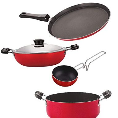 Nirlon Non Stick Coated Dishwasher Safe Aluminium Kitchen Utencils Gift Set Of 4 Pieces (Ft13_Dkd(B)_Vg_Cs24)