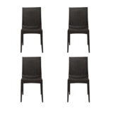 Cello Rattan Kraft Garden Chair, Set Of 4 (Pearl Brown) | Strong And Durable | Easy To Clean | Chair For Living Room, Bed Room, Kitchen, Office Room, Outdoor | 3 Years Warranty