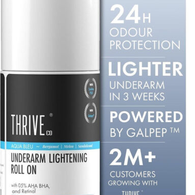 Thriveco Underarm Lightening Roll-On | Aqua Bleu Fragrance | 5%Aha Bha | 48H Odor Control Deodorant Roll-On  –  For Men & Women(40 Ml)