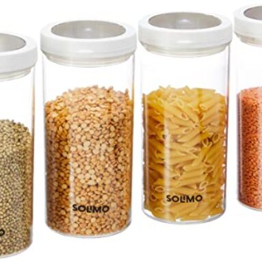 Amazon Brand – Solimo Twist & Lock Plastic Storage Container Set, 1400 Ml, Set Of 4, White