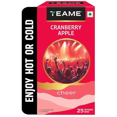Te-A-Me Cranberry Apple Tea – 25 Tea Bags | Fruit Tea Bags | Non Caffeine | Sugar Free | Christmas Gift | New Year Gift