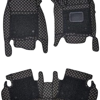 Woschmann – Black Luxury 7D Car Foot Mats Car Floor Mats Faux Leather All Weather Waterproof Full Surrounded Anti Slip Foot Carpets For-Civic 2019