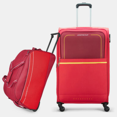 Aristocrat Evolve Large Trolley Bag 79Cm & Delta Duffle Trolley 62Cm For Travel Expandable  Check-In Suitcase 4 Wheels – 34 Inch