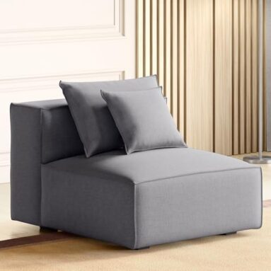 Home Centre Mills Solid Wood Fabric 1-Seater Armless Sofa – Grey